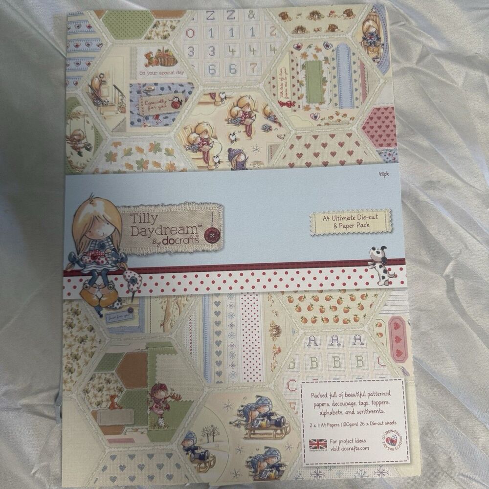 Docrafts Tilly Daydream Paper Pack 2x11 A4 Papers (120gsm) Die-cut Sheets Used.